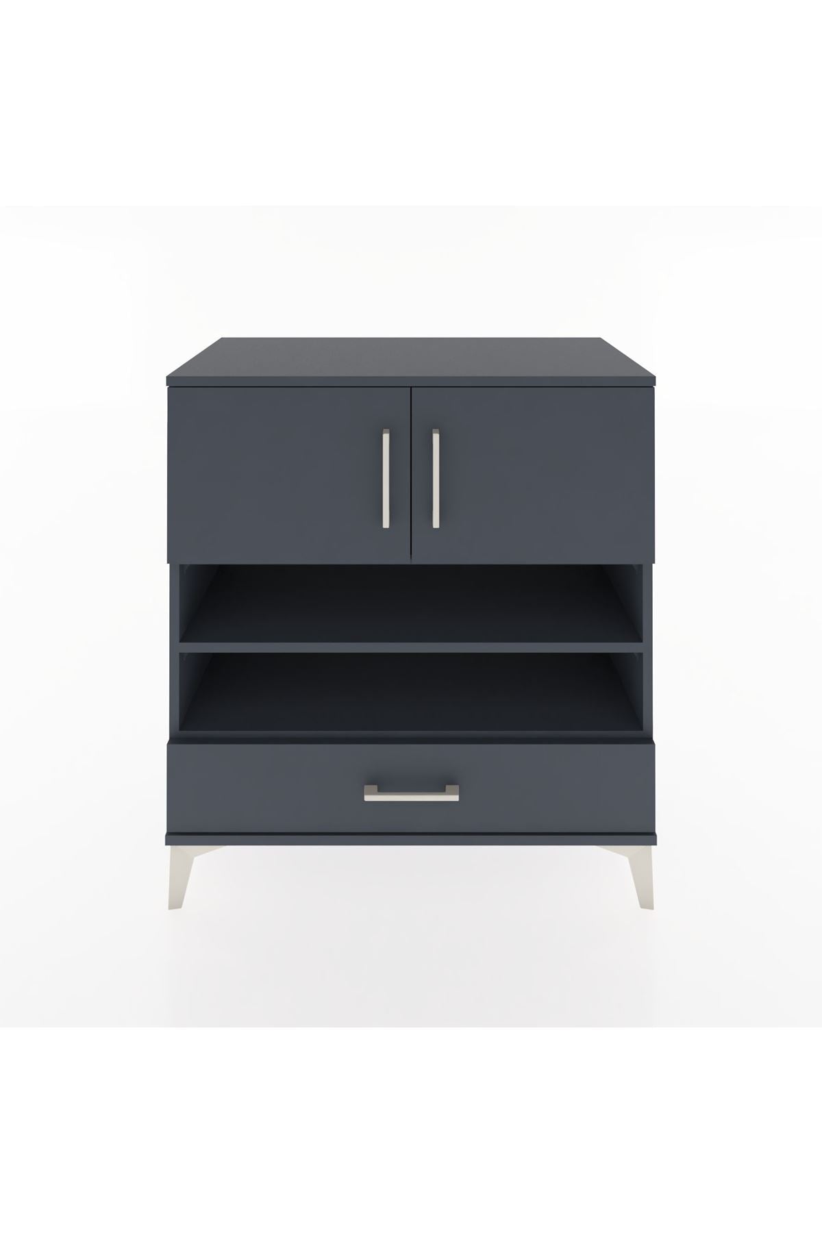 Hyperion Şifonyer 3 Raflı Tek Çekmeceli 2 Kapaklı 88x44x96 Antrasit-Antrasit