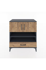 Hyperion Şifonyer 3 Raflı Tek Çekmeceli 2 Kapaklı 88x44x96 Antrasit-Çam