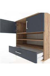 Hyperion Şifonyer 3 Raflı Tek Çekmeceli 2 Kapaklı 88x44x96 Çam-Antrasit