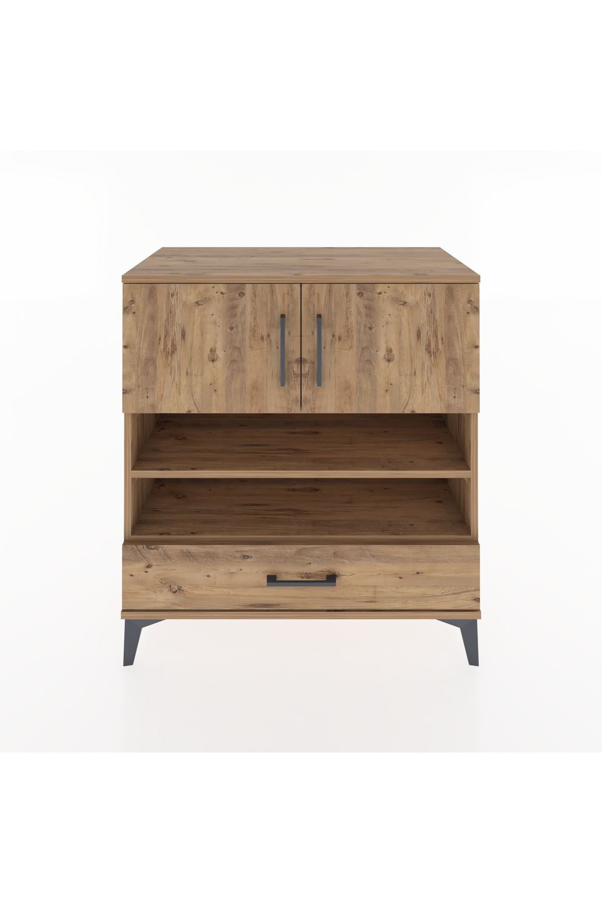 Hyperion Şifonyer 3 Raflı Tek Çekmeceli 2 Kapaklı 88x44x96 Çam-Çam