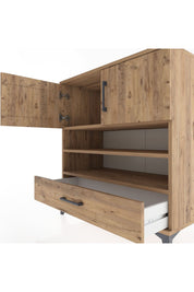 Hyperion Şifonyer 3 Raflı Tek Çekmeceli 2 Kapaklı 88x44x96 Çam-Çam