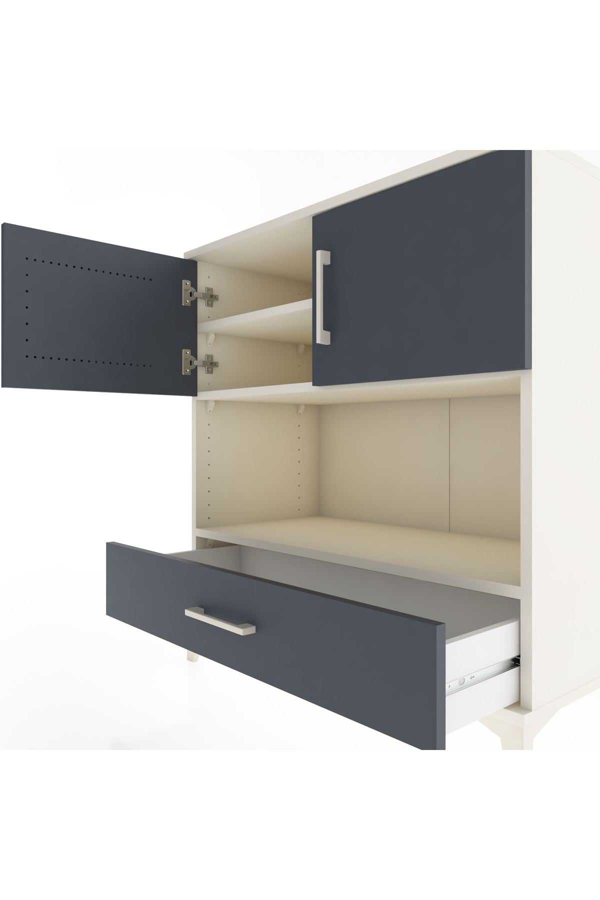 Hyperion Şifonyer 3 Raflı Tek Çekmeceli 2 Kapaklı 88x44x96 Aytaşı-Antrasit