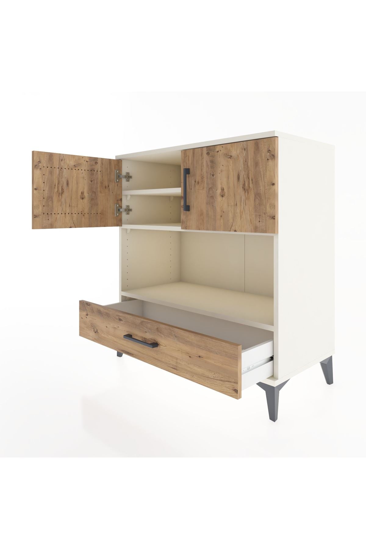 Hyperion Şifonyer 3 Raflı Tek Çekmeceli 2 Kapaklı 88x44x96 Aytaşı-Çam