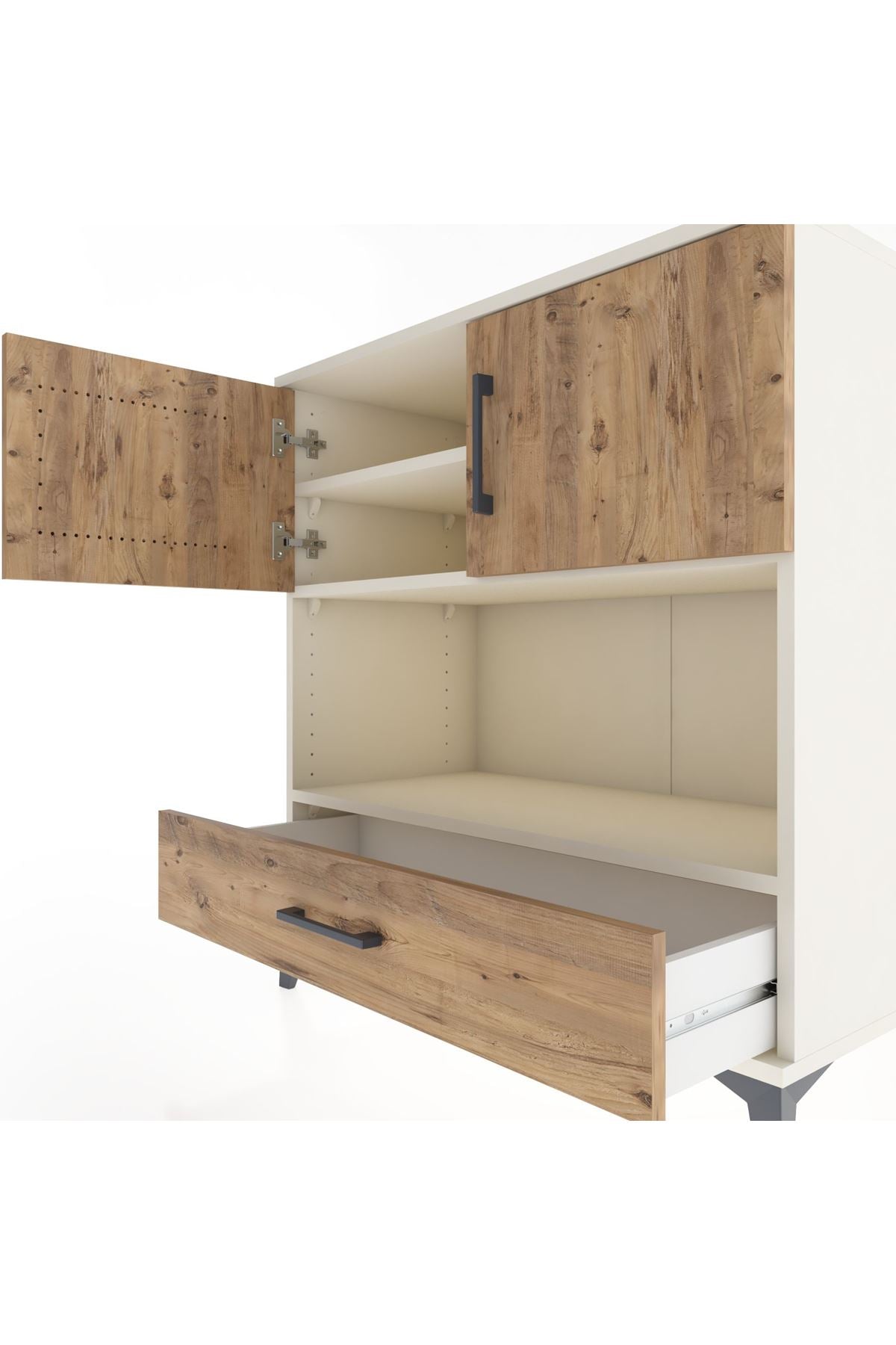 Hyperion Şifonyer 3 Raflı Tek Çekmeceli 2 Kapaklı 88x44x96 Aytaşı-Çam