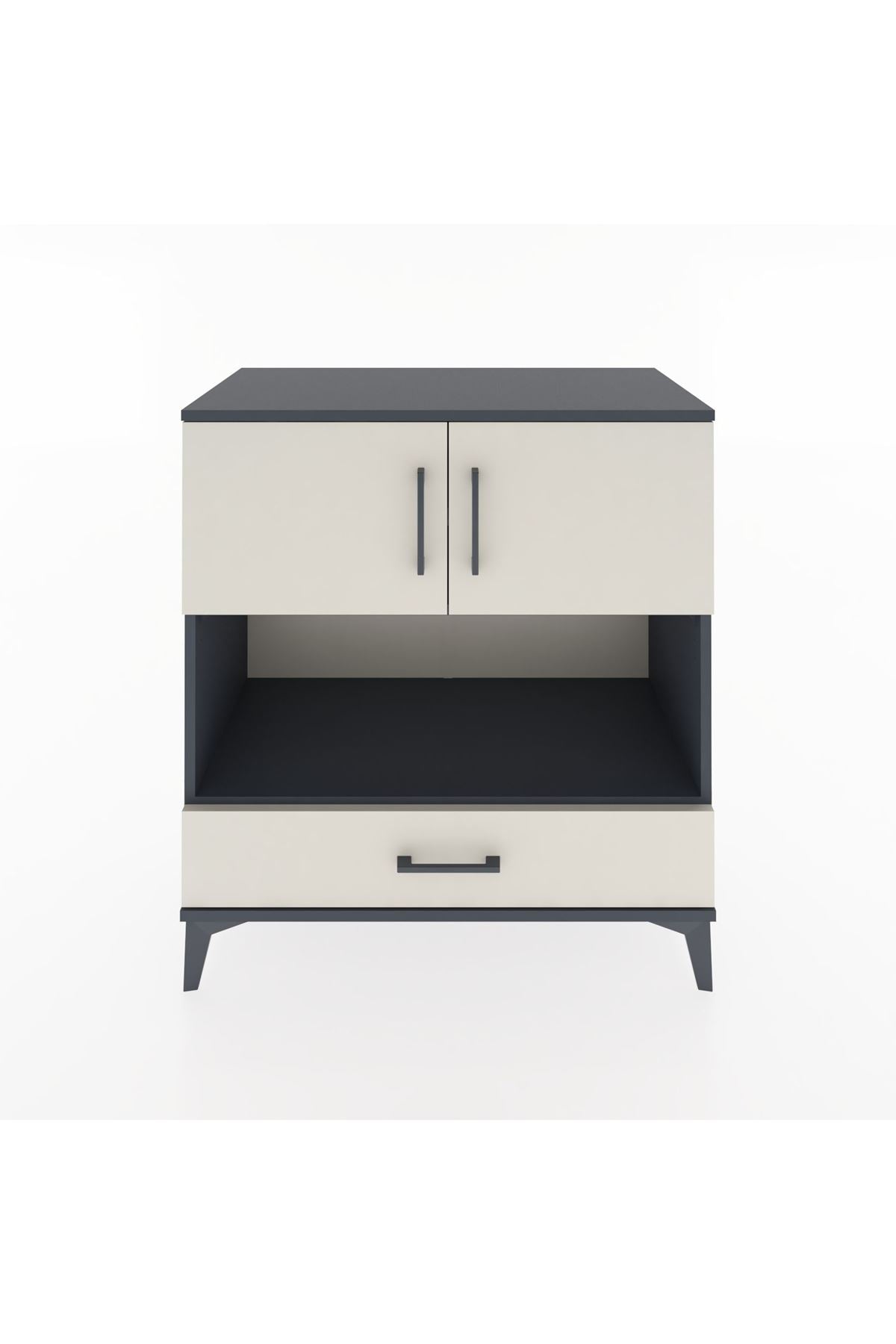 Hyperion Şifonyer 3 Raflı Tek Çekmeceli 2 Kapaklı 88x44x96 Antrasit-Aytaşı