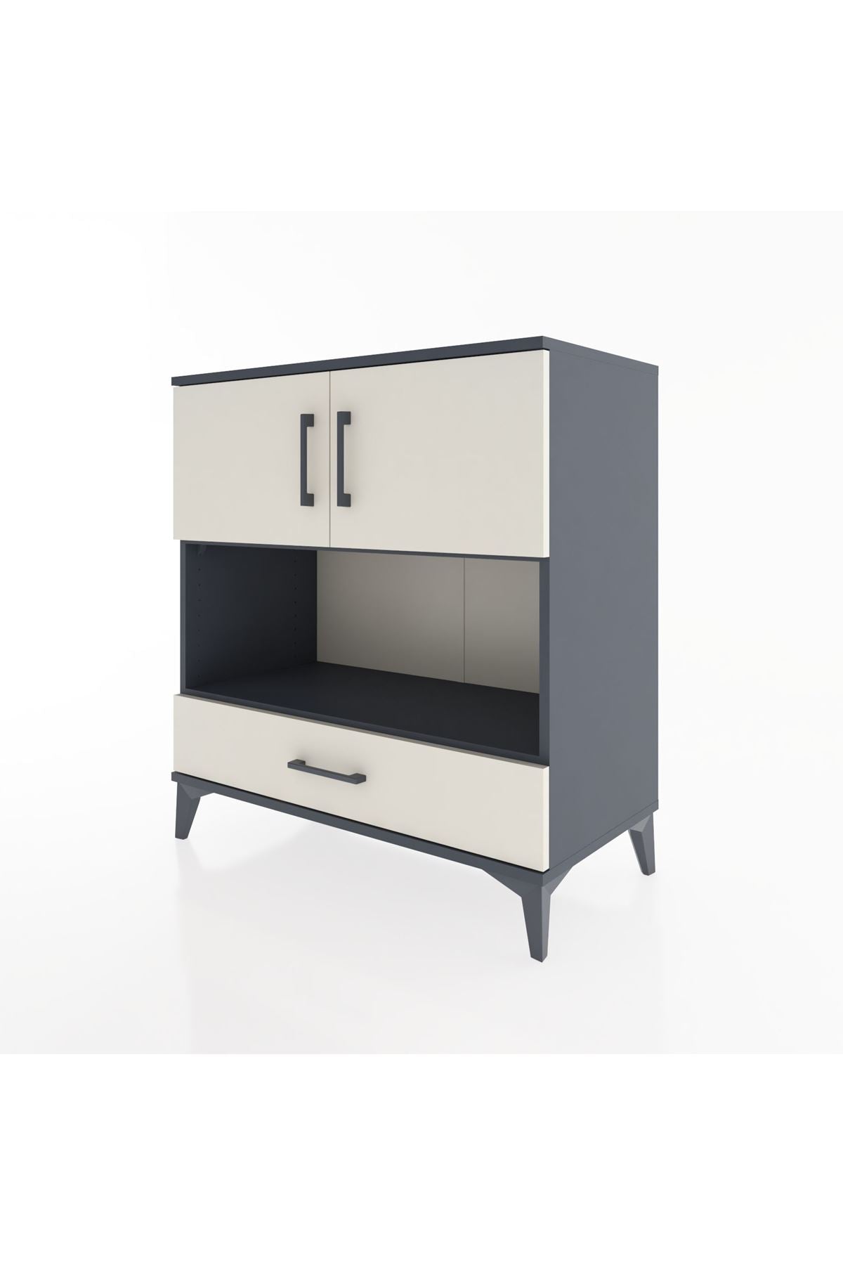 Hyperion Şifonyer 3 Raflı Tek Çekmeceli 2 Kapaklı 88x44x96 Antrasit-Aytaşı