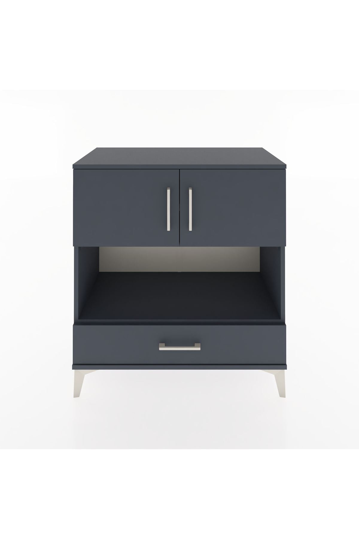 Hyperion Şifonyer 3 Raflı Tek Çekmeceli 2 Kapaklı 88x44x96 Antrasit-Antrasit