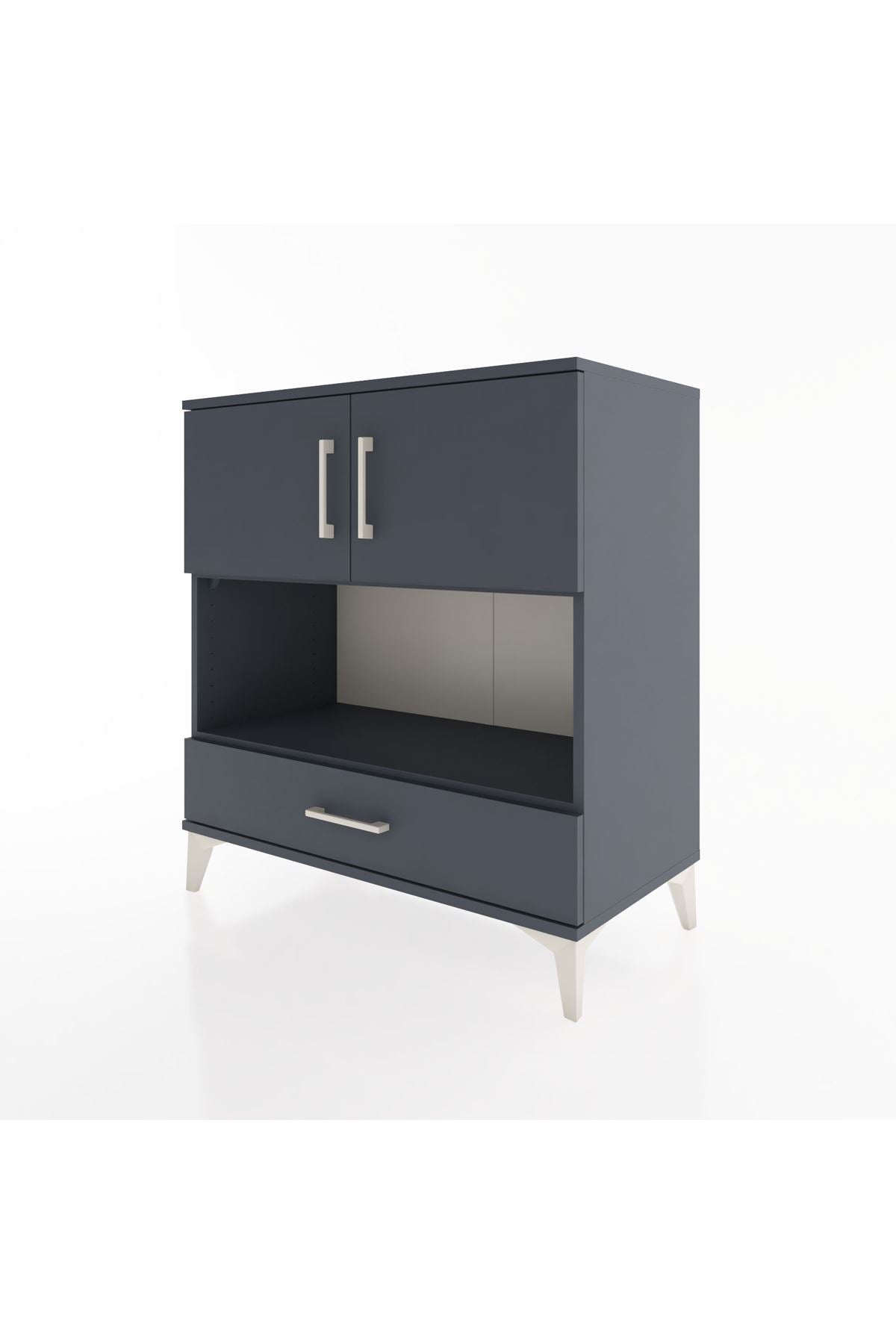 Hyperion Şifonyer 3 Raflı Tek Çekmeceli 2 Kapaklı 88x44x96 Antrasit-Antrasit