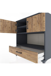 Hyperion Şifonyer 3 Raflı Tek Çekmeceli 2 Kapaklı 88x44x96 Antrasit-Çam