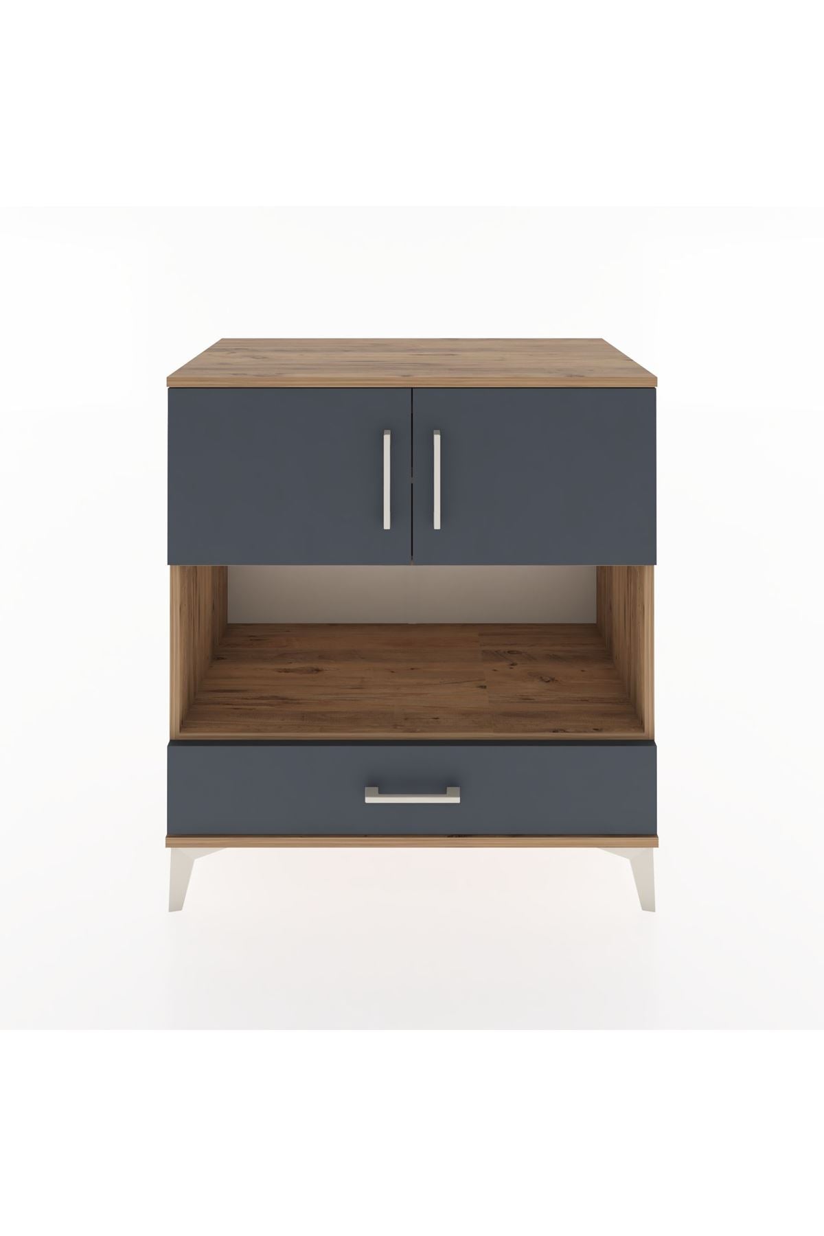 Hyperion Şifonyer 3 Raflı Tek Çekmeceli 2 Kapaklı 88x44x96 Çam-Antrasit