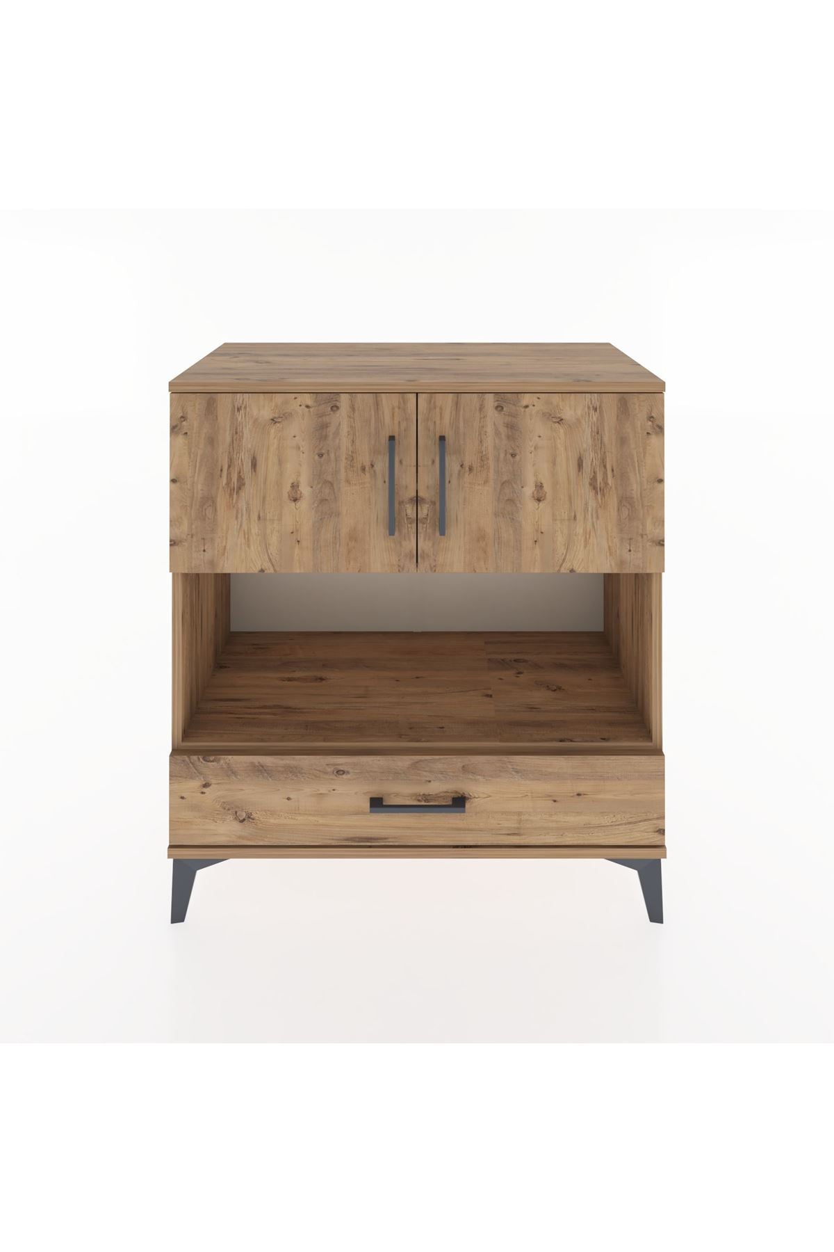 Hyperion Şifonyer 3 Raflı Tek Çekmeceli 2 Kapaklı 88x44x96 Çam-Çam