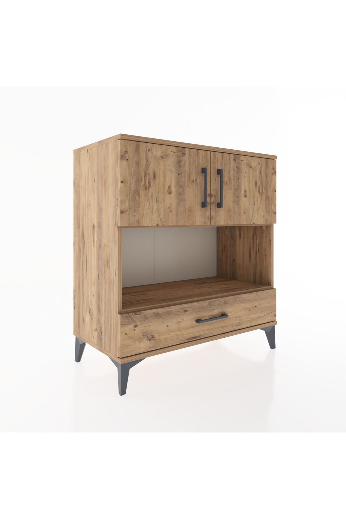 Hyperion Şifonyer 3 Raflı Tek Çekmeceli 2 Kapaklı 88x44x96 Çam-Çam