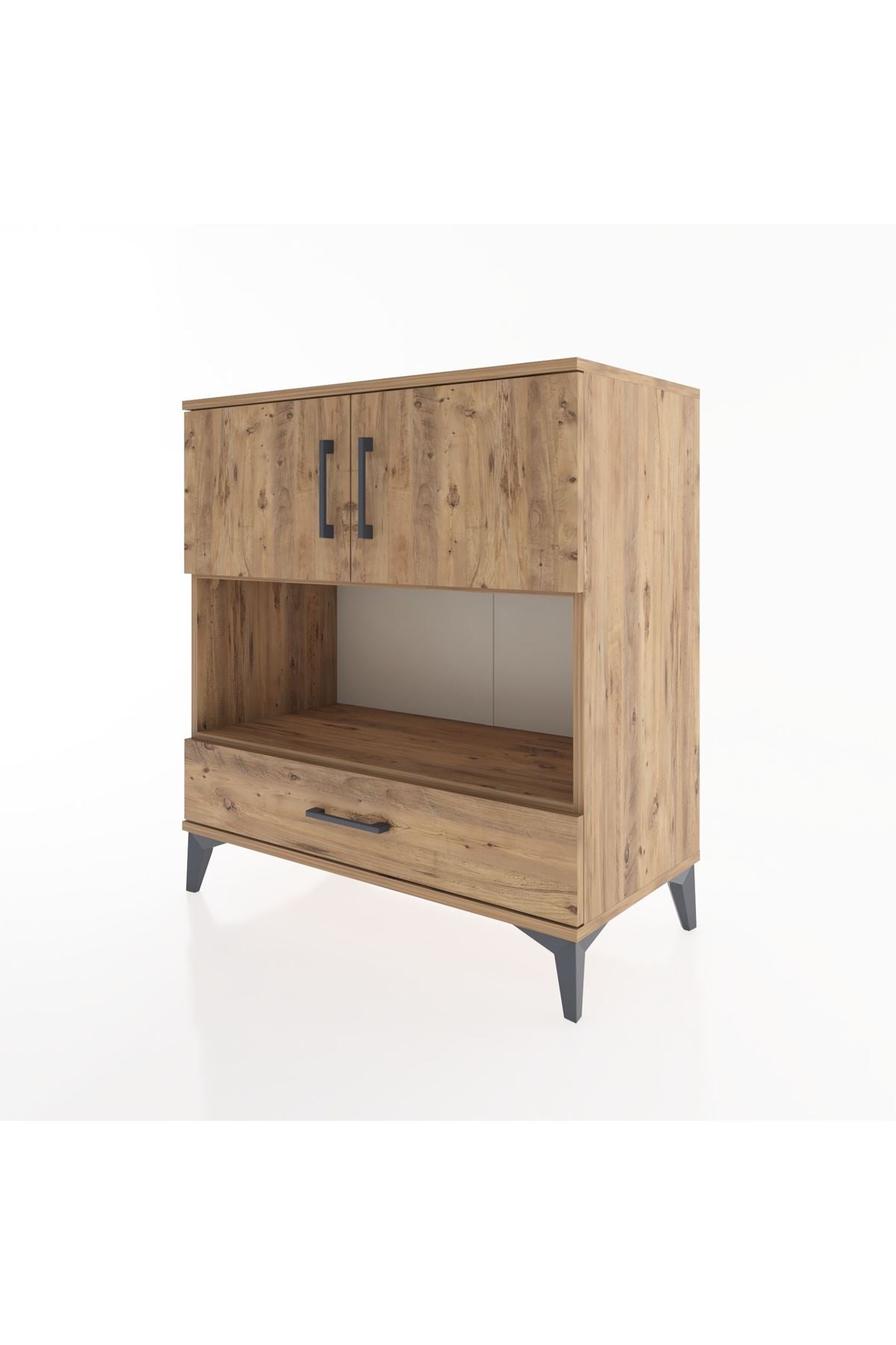 Hyperion Şifonyer 3 Raflı Tek Çekmeceli 2 Kapaklı 88x44x96 Çam-Çam