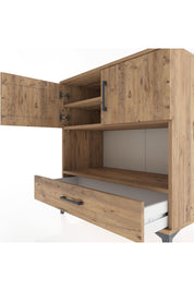 Hyperion Şifonyer 3 Raflı Tek Çekmeceli 2 Kapaklı 88x44x96 Çam-Çam