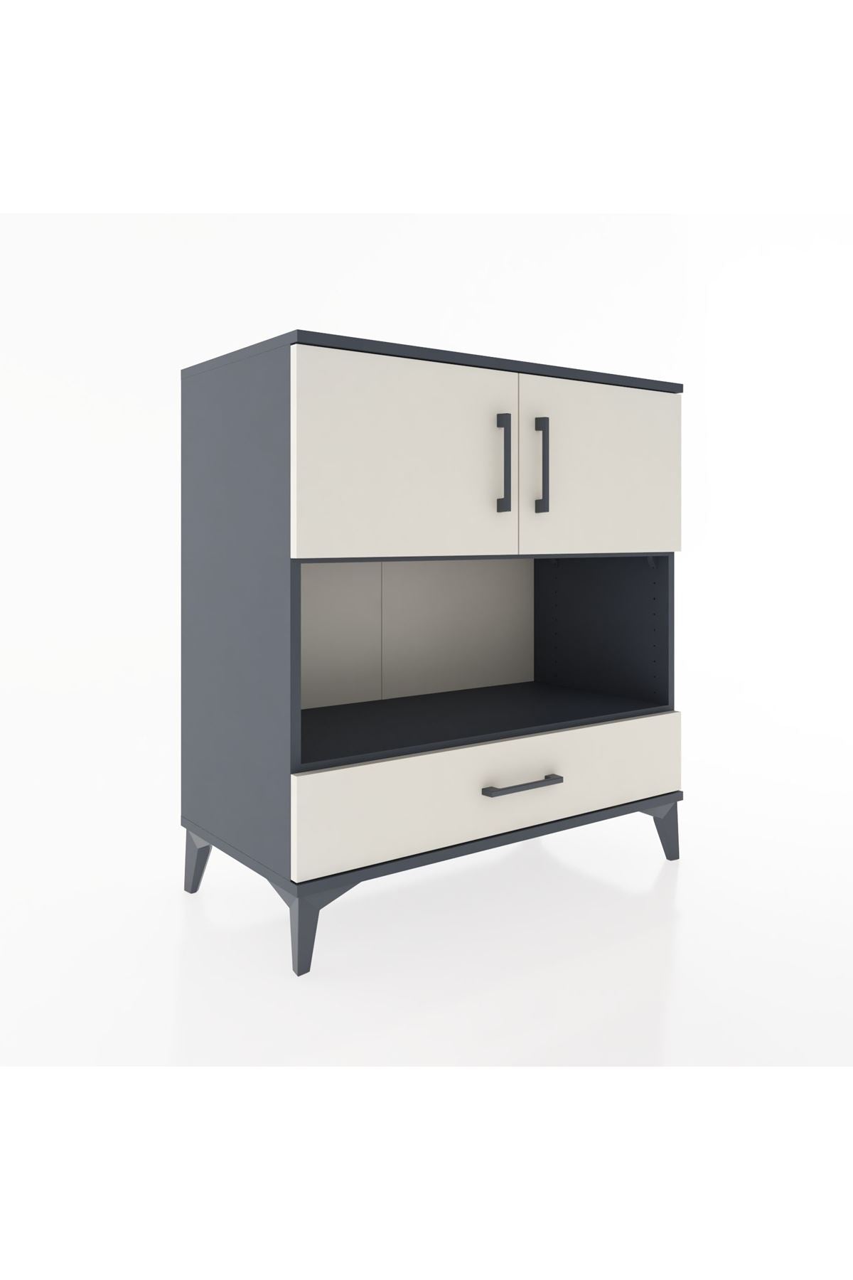 Hyperion Şifonyer 2 Raflı Tek Çekmeceli 2 Kapaklı 88x44x96 Antrasit-Aytaşı