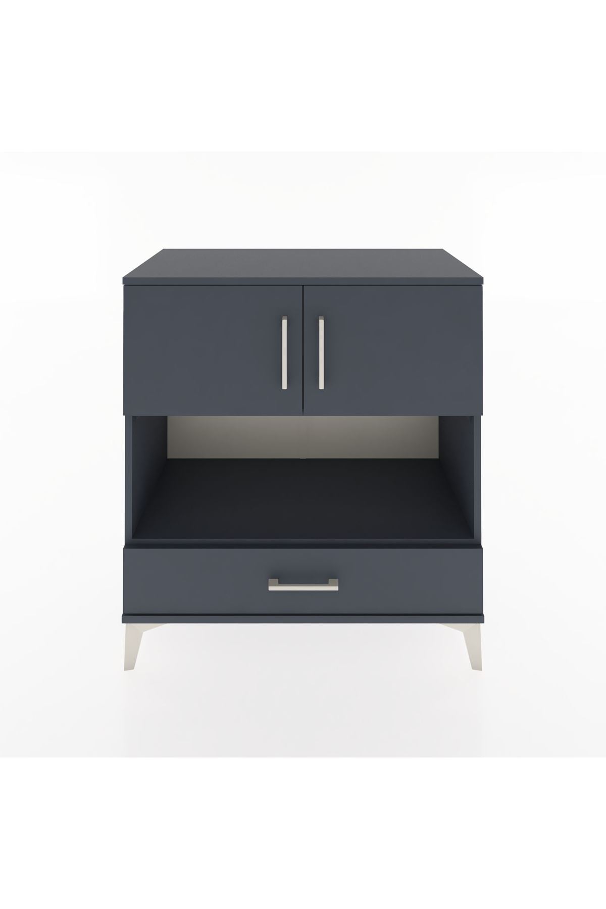 Hyperion Şifonyer 2 Raflı Tek Çekmeceli 2 Kapaklı 88x44x96 Antrasit-Antrasit