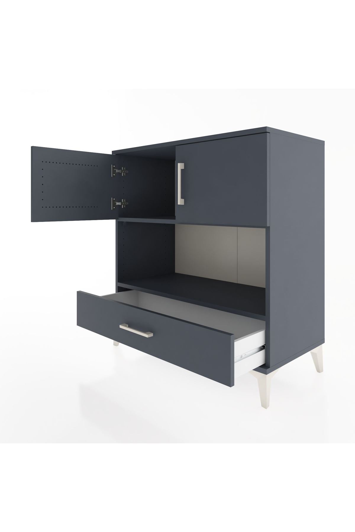 Hyperion Şifonyer 2 Raflı Tek Çekmeceli 2 Kapaklı 88x44x96 Antrasit-Antrasit