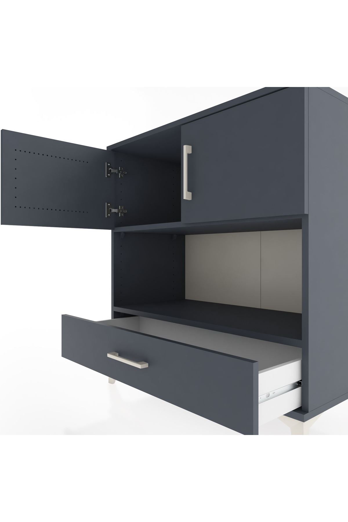 Hyperion Şifonyer 2 Raflı Tek Çekmeceli 2 Kapaklı 88x44x96 Antrasit-Antrasit