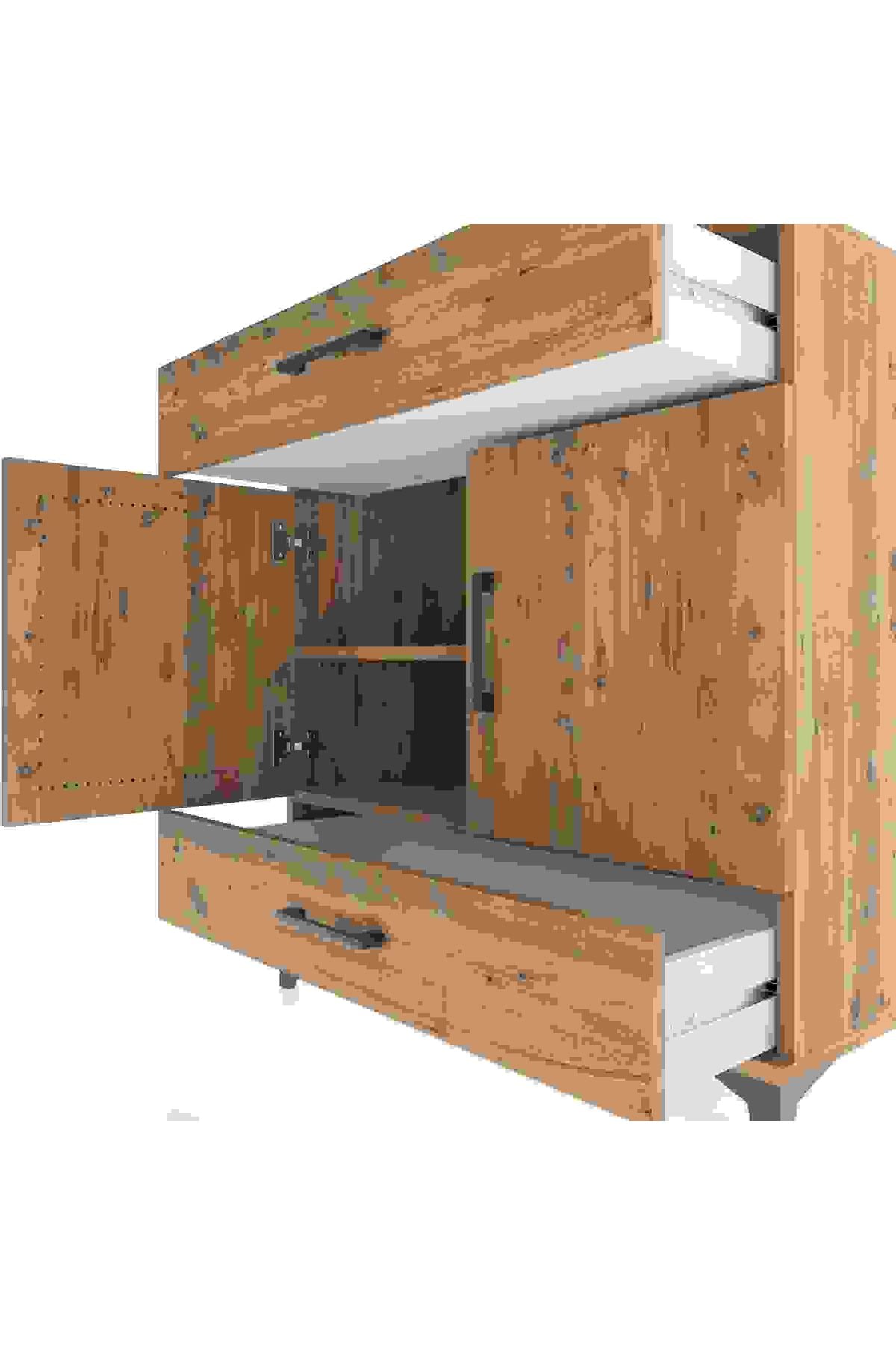 Hyperion Şifonyer 2 Raflı 2 Çekmeceli 2 Kapaklı 88x44x96 Çam-Çam