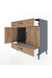 Hyperion Şifonyer 2 Çekmeceli 2 Kapaklı 88x44x96 Antrasit-Çam