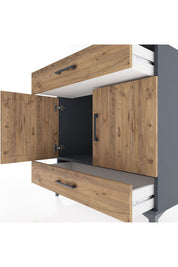 Hyperion Şifonyer 2 Çekmeceli 2 Kapaklı 88x44x96 Antrasit-Çam