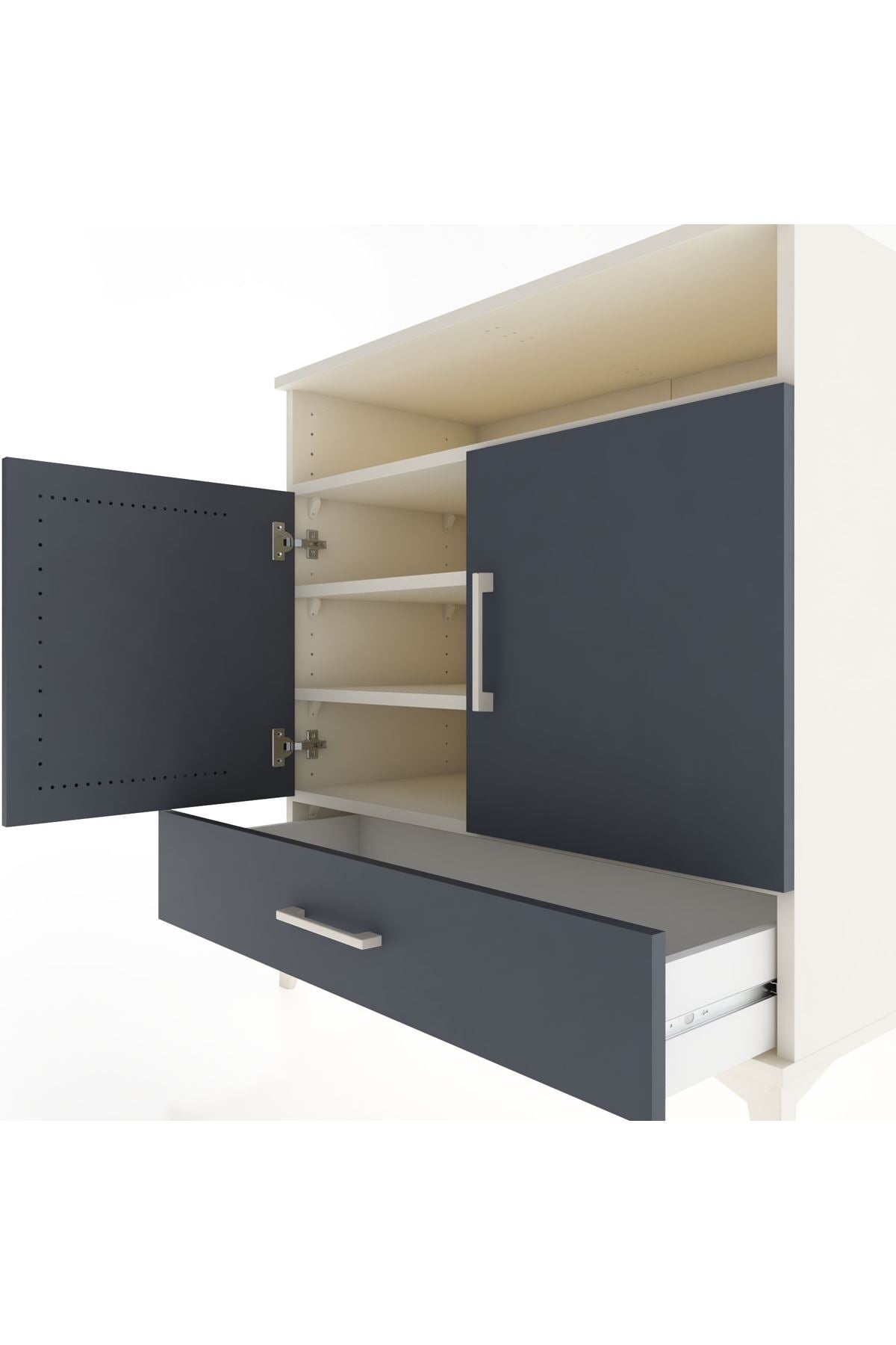 Hyperion Şifonyer 4 Raflı Tek Çekmeceli 2 Kapaklı 88x44x96 Aytaşı-Antrasit