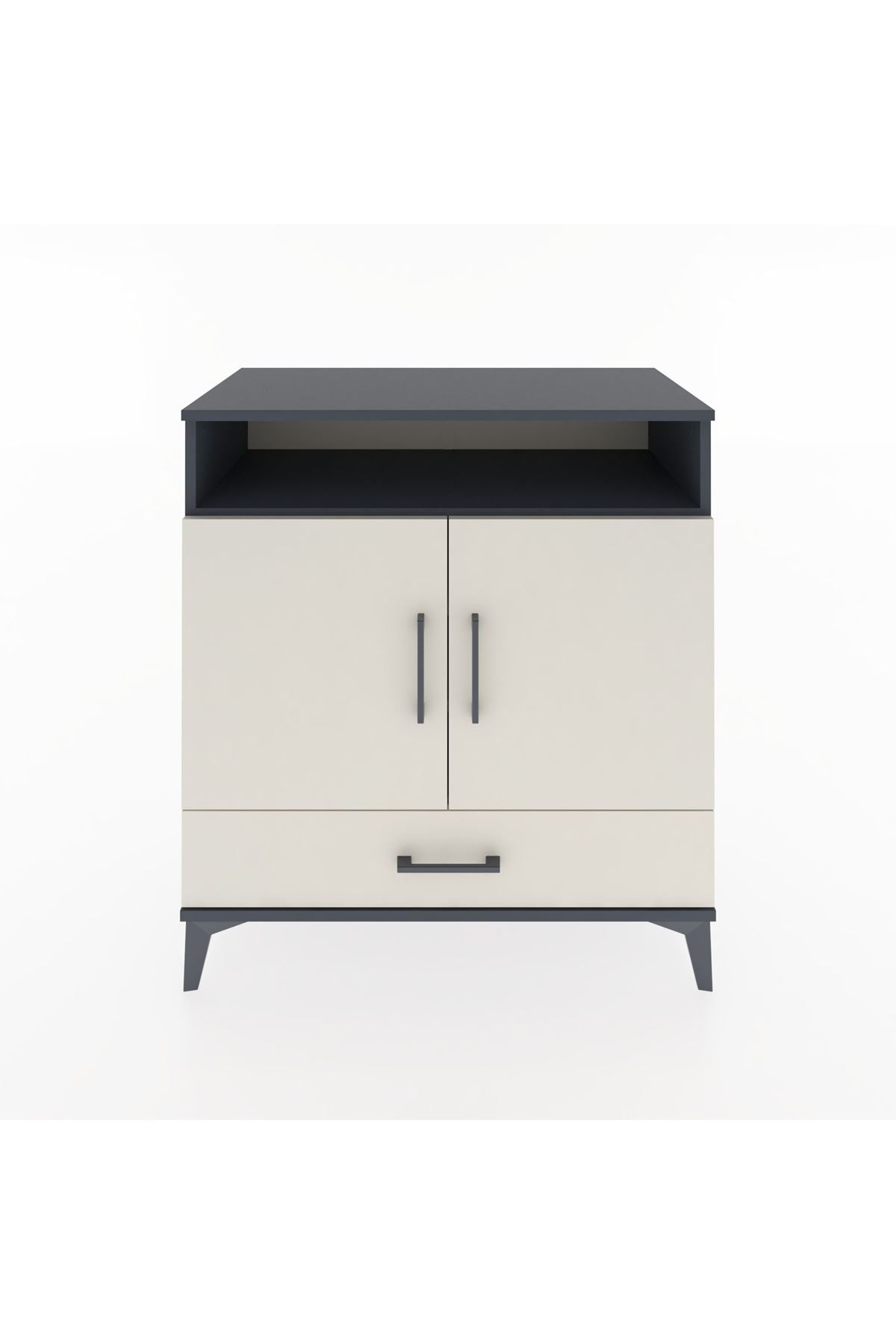 Hyperion Şifonyer 4 Raflı Tek Çekmeceli 2 Kapaklı 88x44x96 Antrasit-Aytaşı