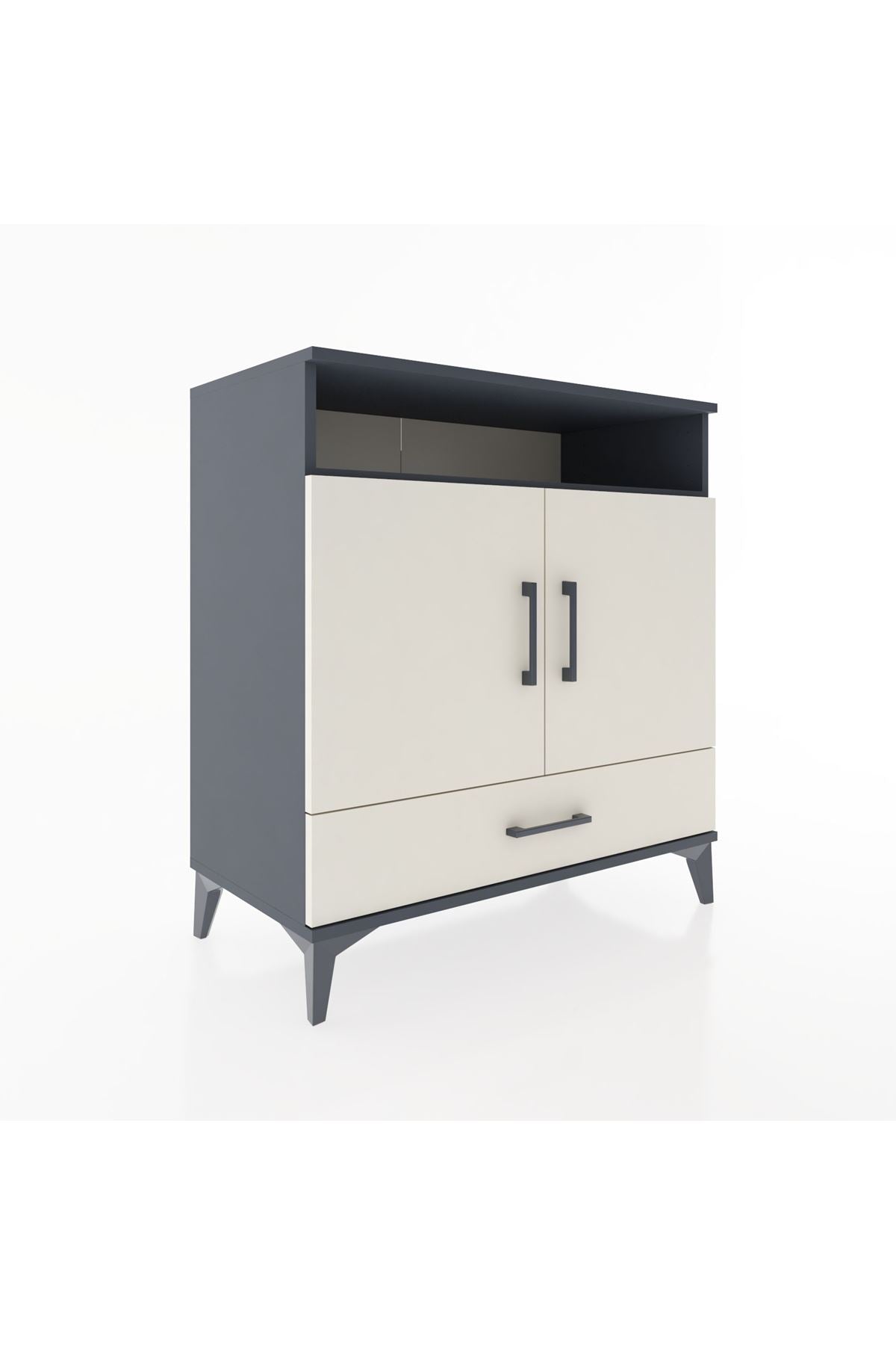 Hyperion Şifonyer 4 Raflı Tek Çekmeceli 2 Kapaklı 88x44x96 Antrasit-Aytaşı