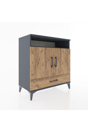 Hyperion Şifonyer 4 Raflı Tek Çekmeceli 2 Kapaklı 88x44x96 Antrasit-Çam