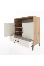 Hyperion Şifonyer 4 Raflı Tek Çekmeceli 2 Kapaklı 88x44x96 Çam-Aytaşı