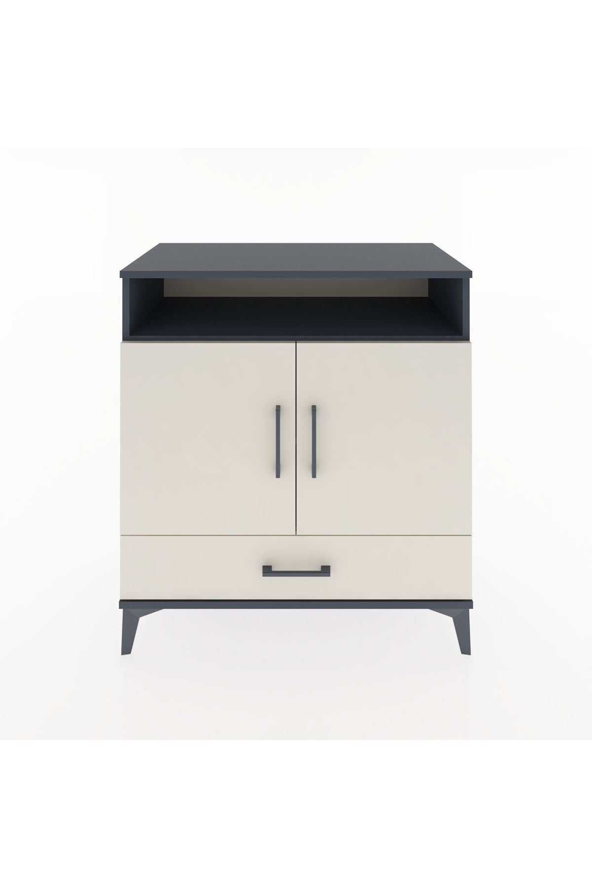 Hyperion Şifonyer 3 Raflı Tek Çekmeceli 2 Kapaklı 88x44x96 Antrasit-Aytaşı