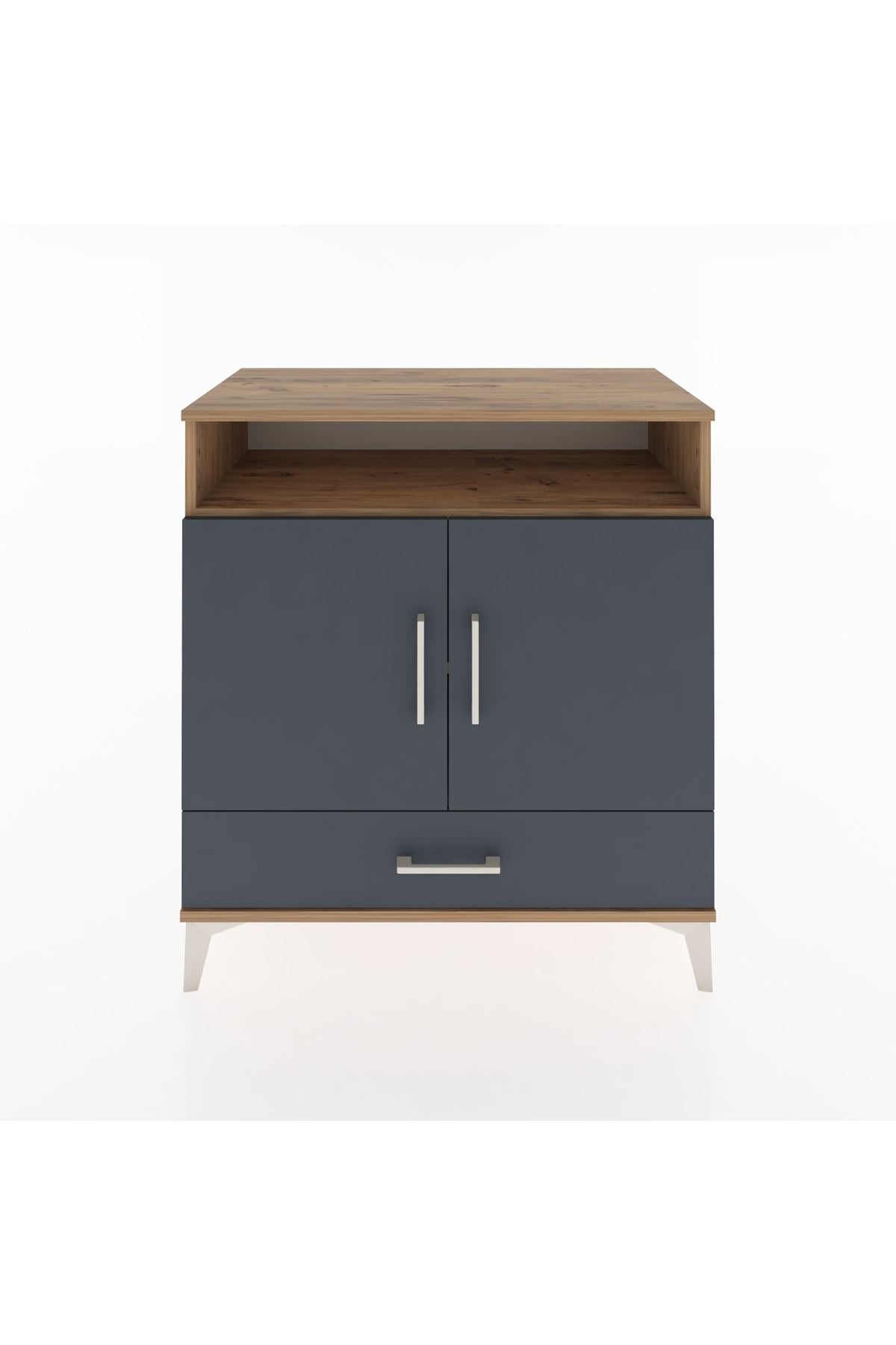 Hyperion Şifonyer 3 Raflı Tek Çekmeceli 2 Kapaklı 88x44x96 Çam-Antrasit