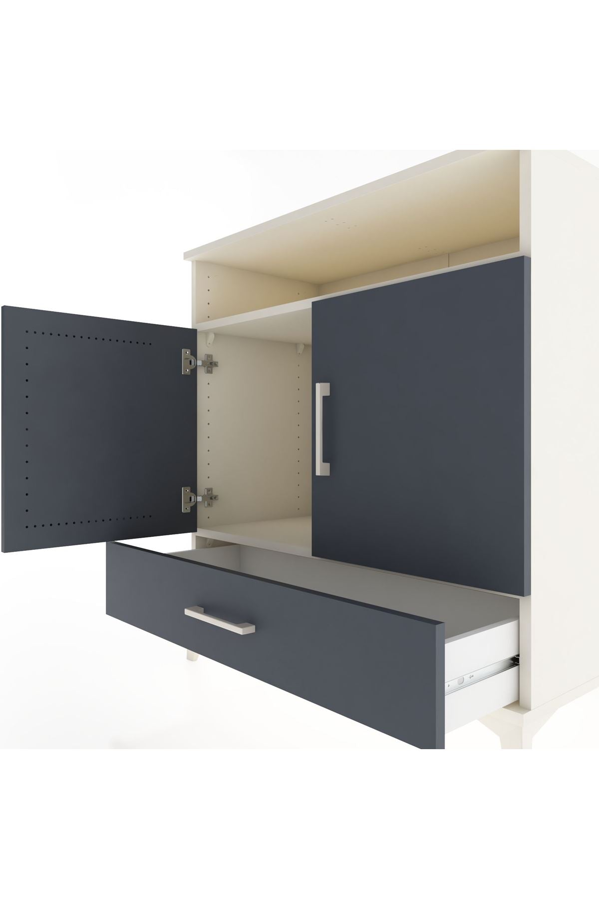 Hyperion Şifonyer 2 Raflı Tek Çekmeceli 2 Kapaklı 88x44x96 Aytaşı-Antrasit