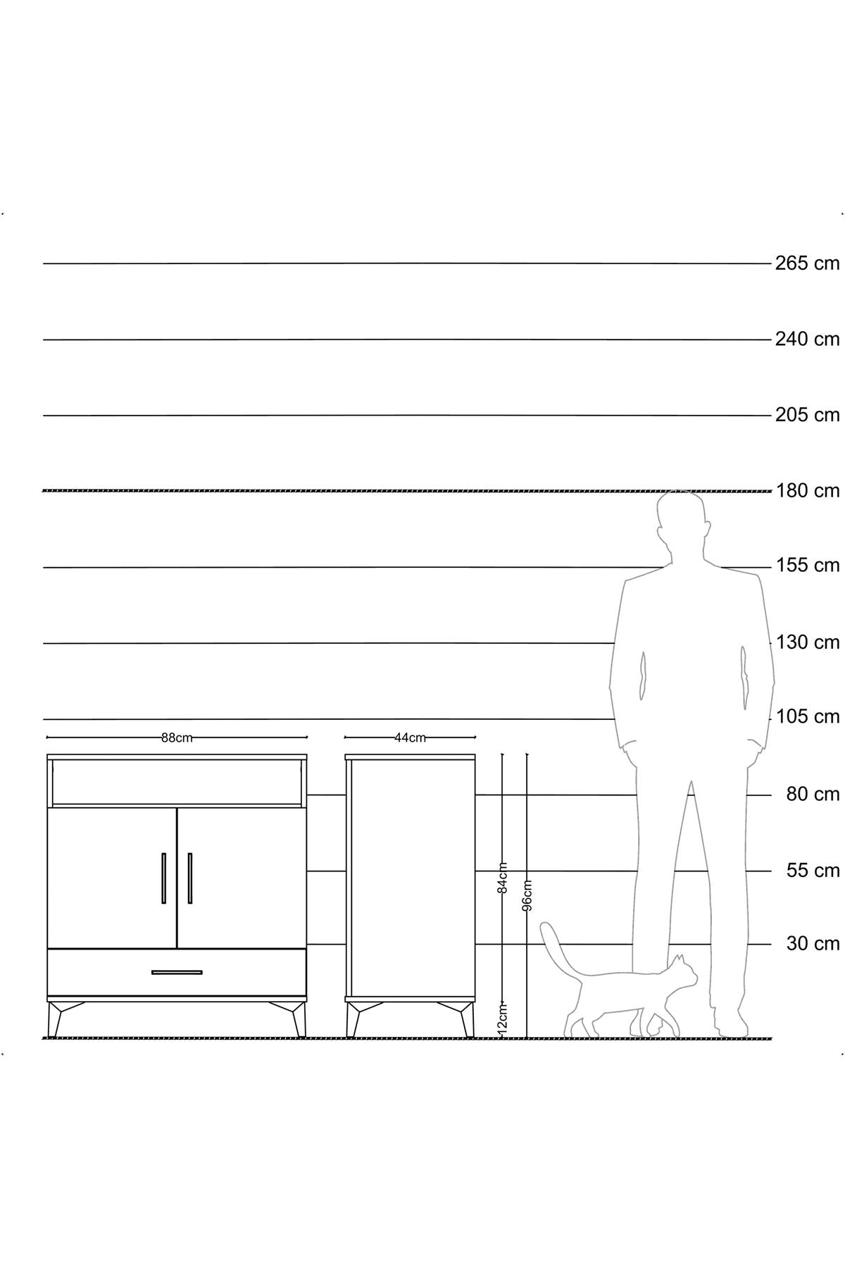 Hyperion Şifonyer 2 Raflı Tek Çekmeceli 2 Kapaklı 88x44x96 Aytaşı-Çam