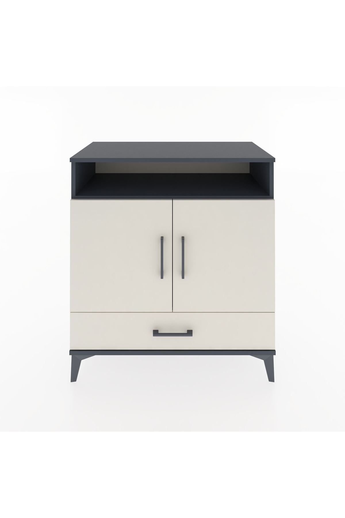 Hyperion Şifonyer 2 Raflı Tek Çekmeceli 2 Kapaklı 88x44x96 Antrasit-Aytaşı