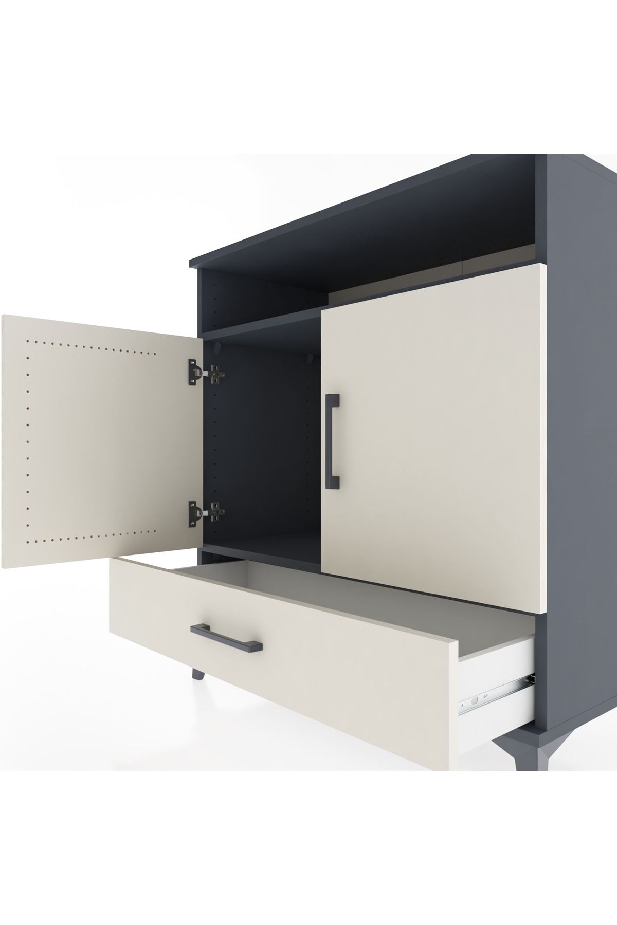 Hyperion Şifonyer 2 Raflı Tek Çekmeceli 2 Kapaklı 88x44x96 Antrasit-Aytaşı