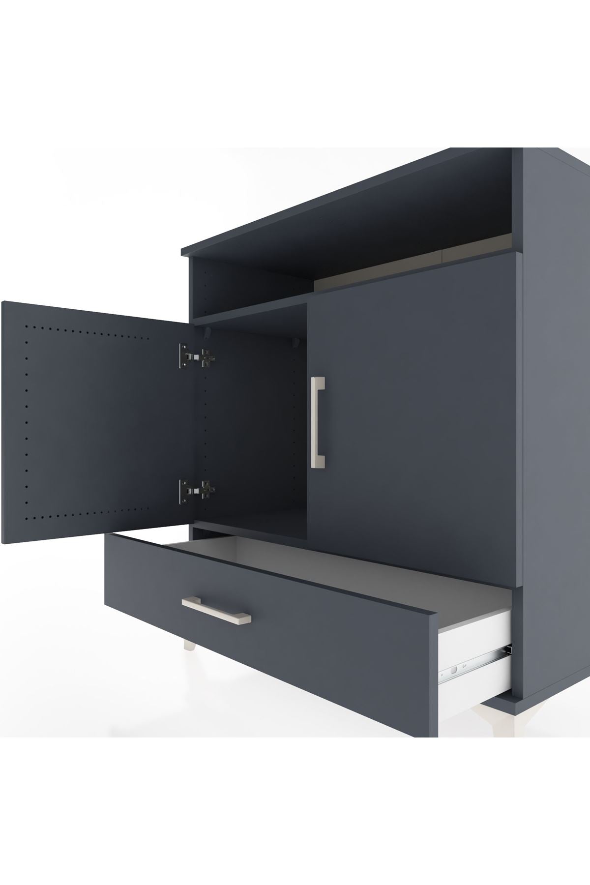 Hyperion Şifonyer 2 Raflı Tek Çekmeceli 2 Kapaklı 88x44x96 Antrasit-Antrasit