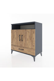 Hyperion Şifonyer 2 Raflı Tek Çekmeceli 2 Kapaklı 88x44x96 Antrasit-Çam