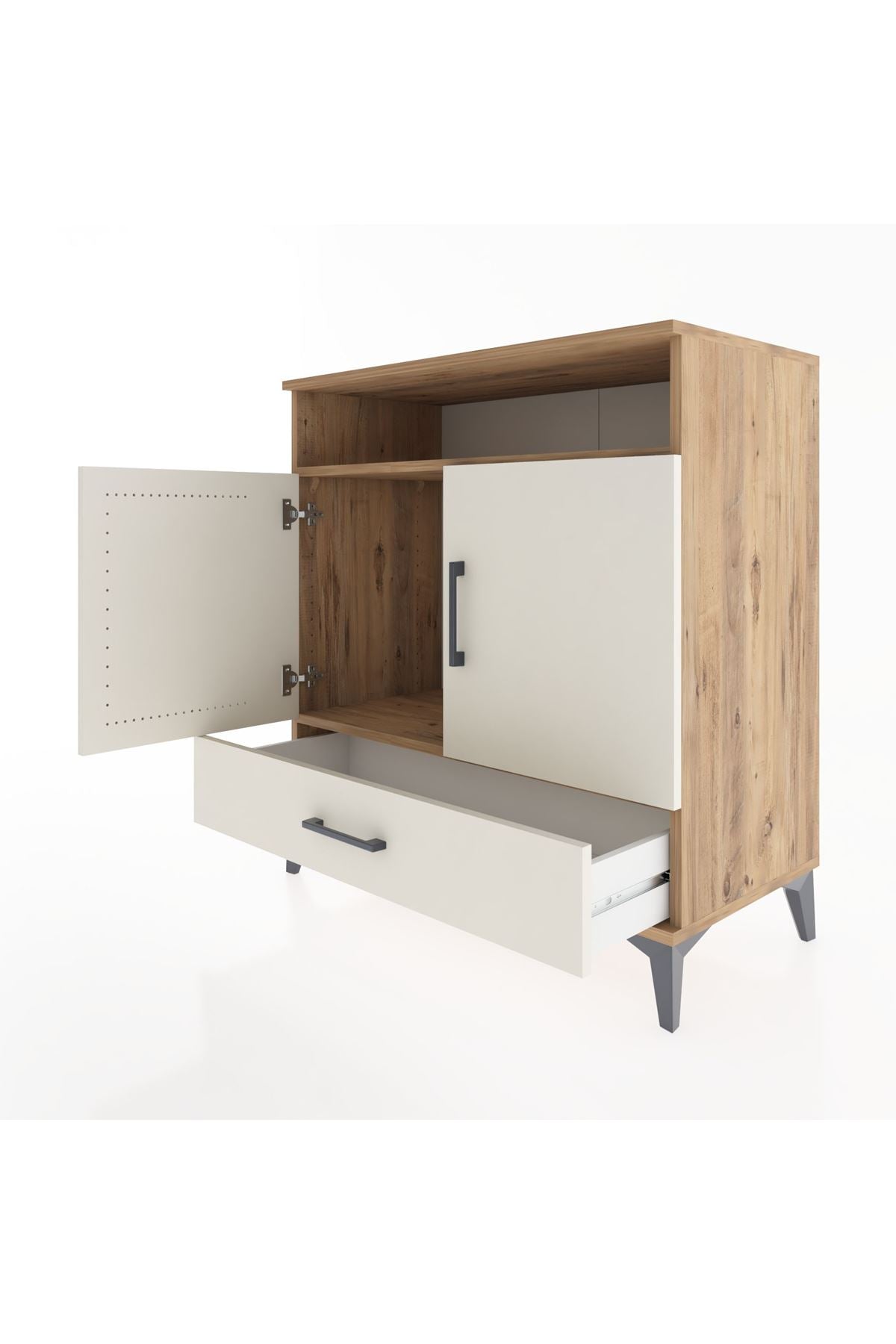 Hyperion Şifonyer 2 Raflı Tek Çekmeceli 2 Kapaklı 88x44x96 Çam-Aytaşı