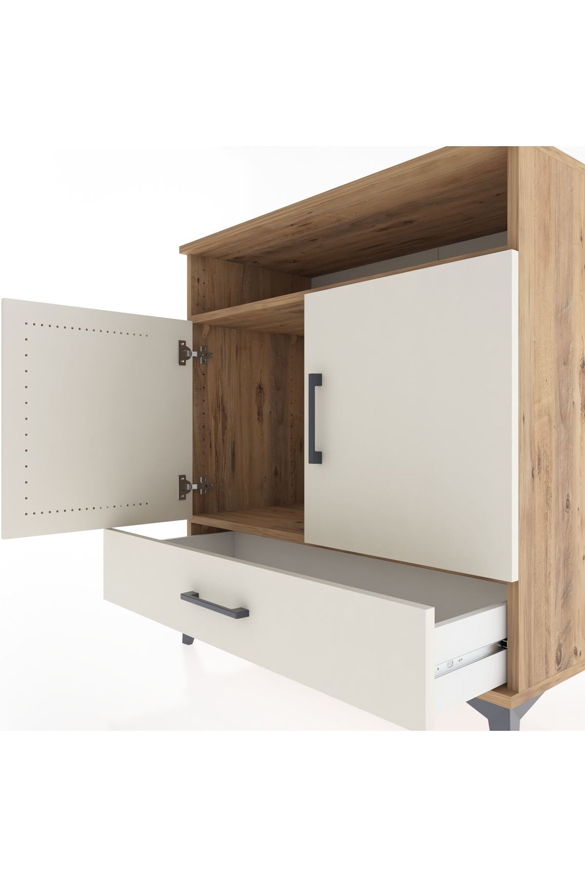 Hyperion Şifonyer 2 Raflı Tek Çekmeceli 2 Kapaklı 88x44x96 Çam-Aytaşı