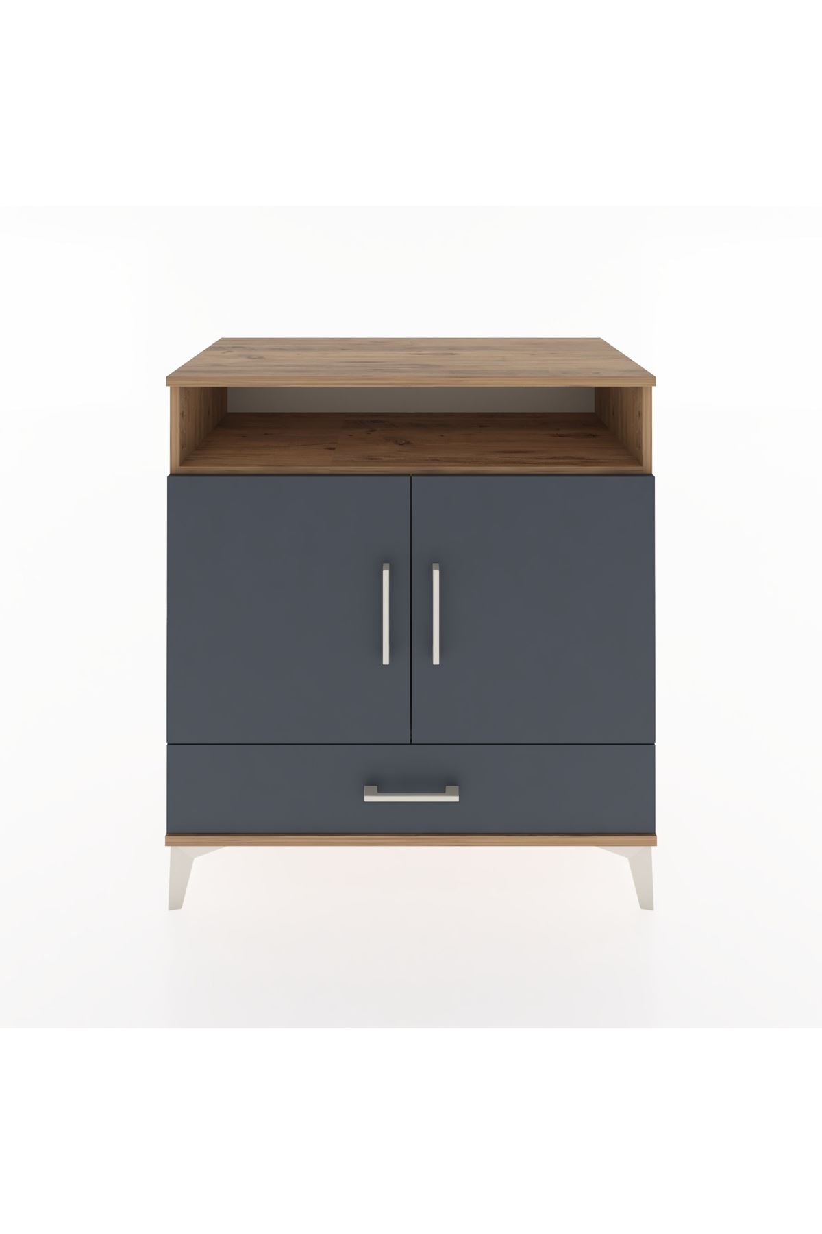 Hyperion Şifonyer 2 Raflı Tek Çekmeceli 2 Kapaklı 88x44x96 Çam-Antrasit