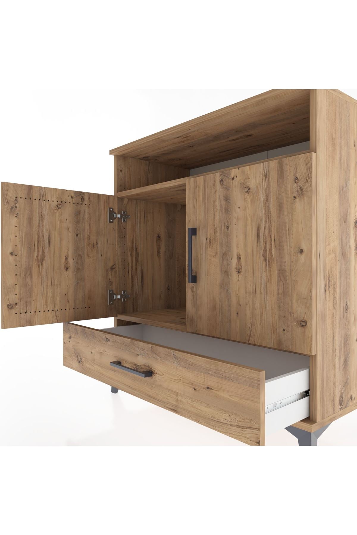 Hyperion Şifonyer 2 Raflı Tek Çekmeceli 2 Kapaklı 88x44x96 Çam-Çam