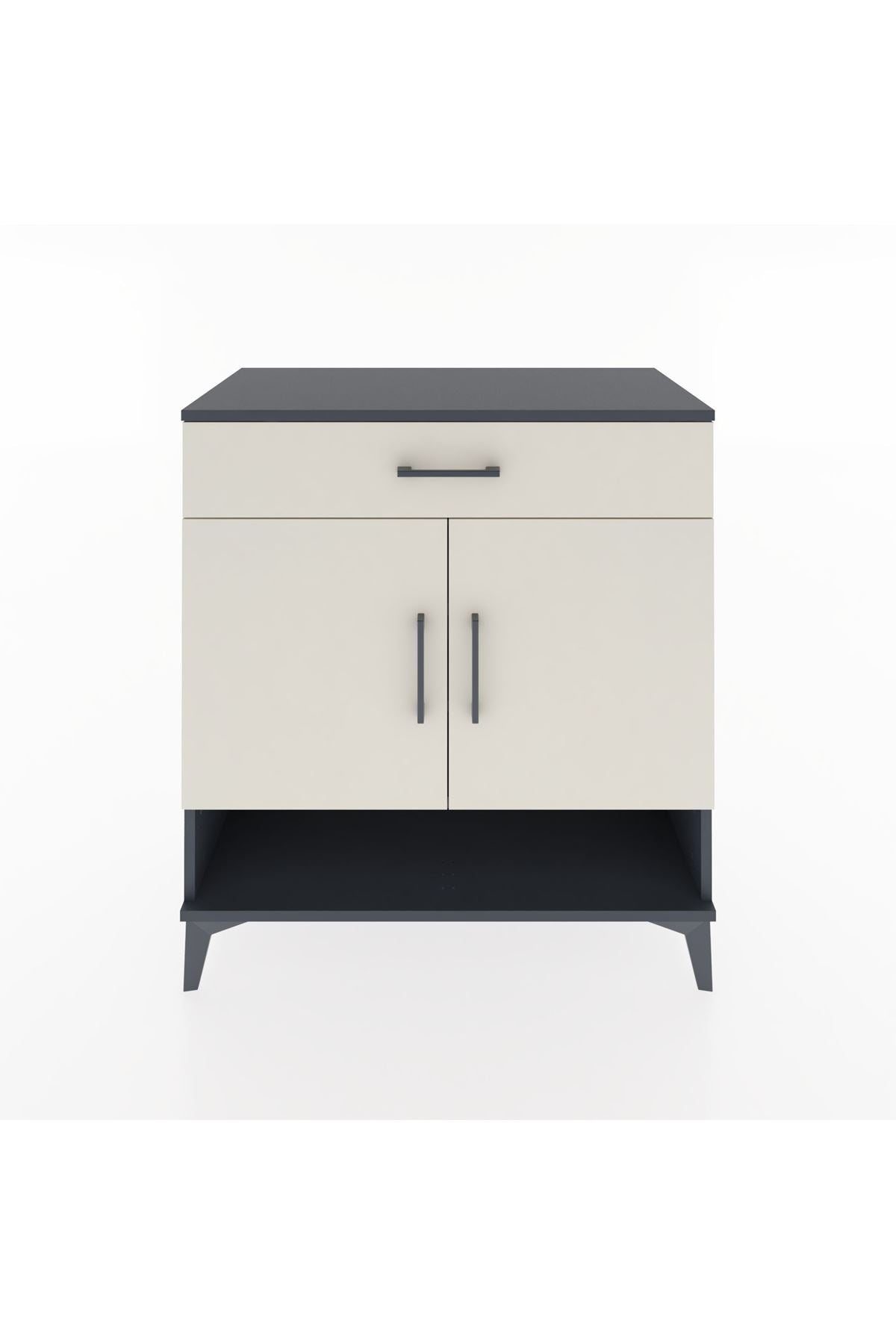 Hyperion Şifonyer 3 Raflı Tek Çekmeceli 2 Kapaklı 88x44x96 Antrasit-Aytaşı