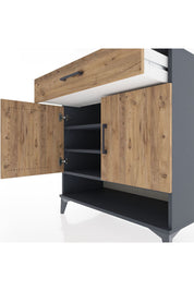 Hyperion Şifonyer 3 Raflı Tek Çekmeceli 2 Kapaklı 88x44x96 Antrasit-Çam