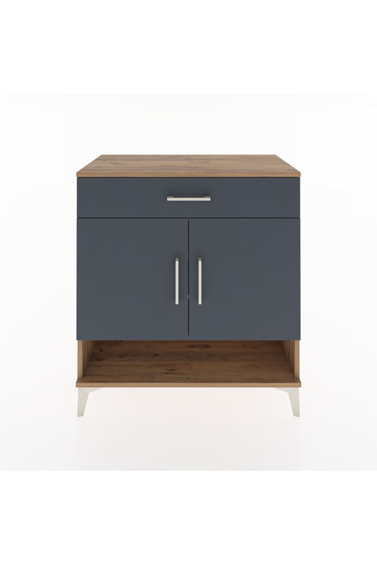 Hyperion Şifonyer 3 Raflı Tek Çekmeceli 2 Kapaklı 88x44x96 Çam-Antrasit