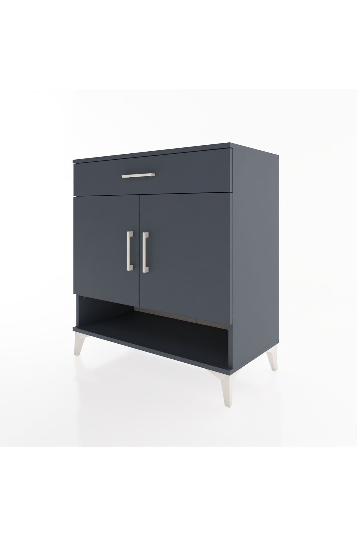 Hyperion Şifonyer 2 Raflı Tek Çekmeceli 2 Kapaklı 88x44x96 Antrasit-Antrasit