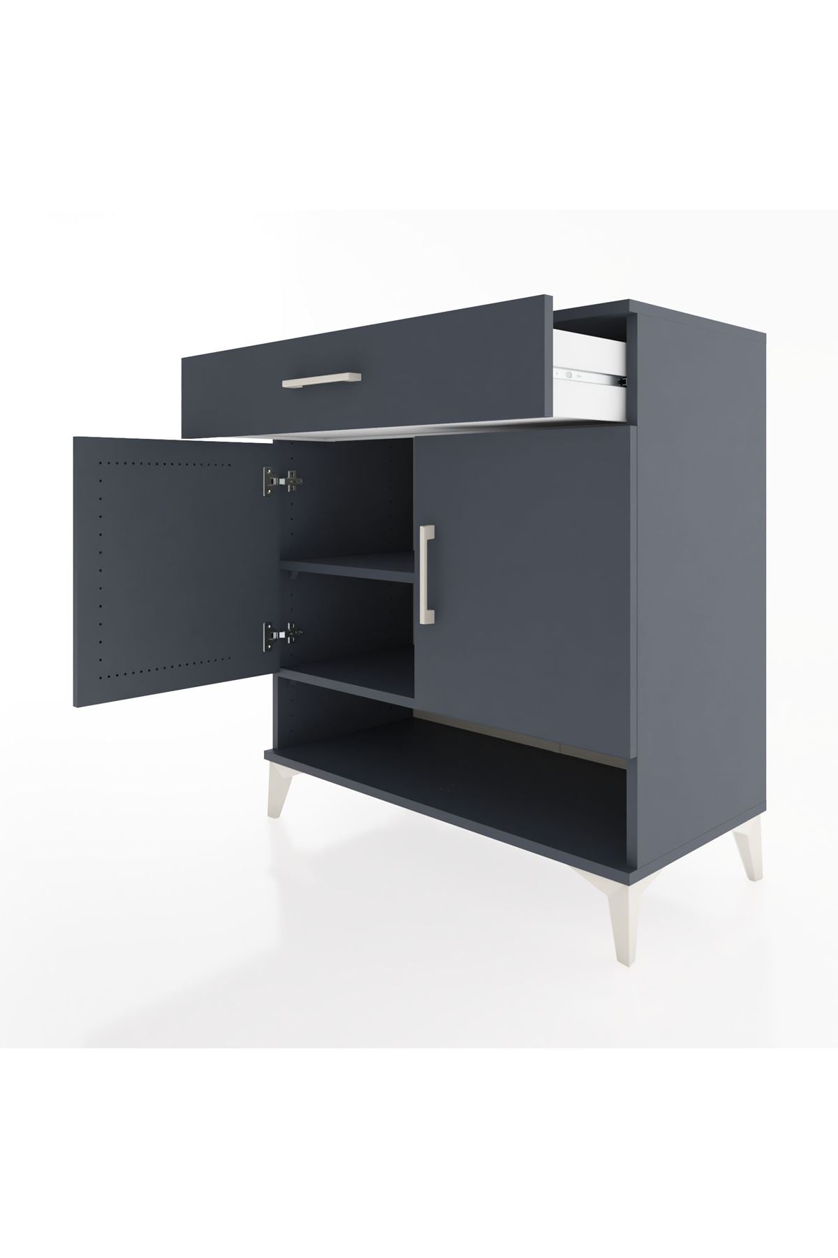 Hyperion Şifonyer 2 Raflı Tek Çekmeceli 2 Kapaklı 88x44x96 Antrasit-Antrasit