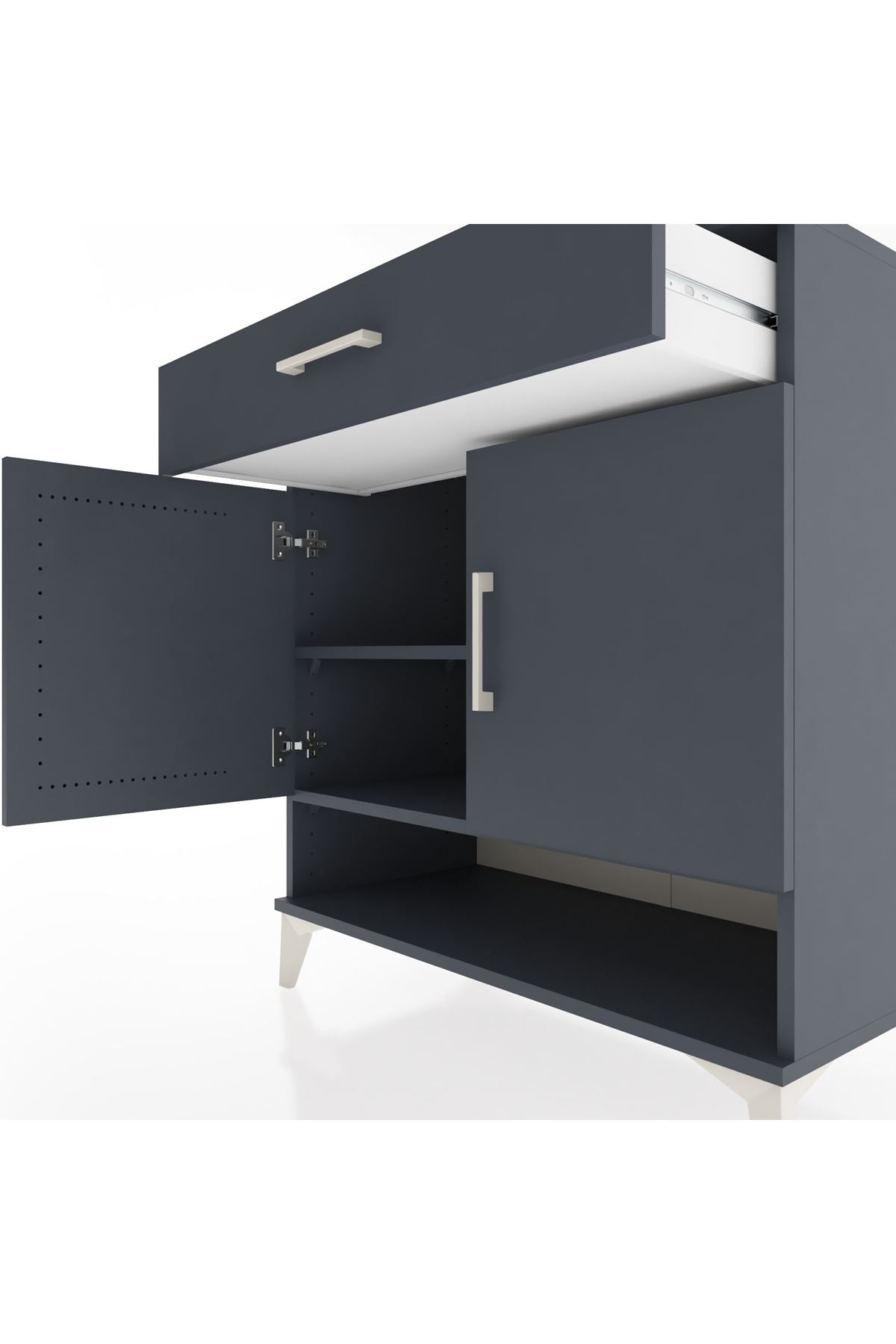 Hyperion Şifonyer 2 Raflı Tek Çekmeceli 2 Kapaklı 88x44x96 Antrasit-Antrasit