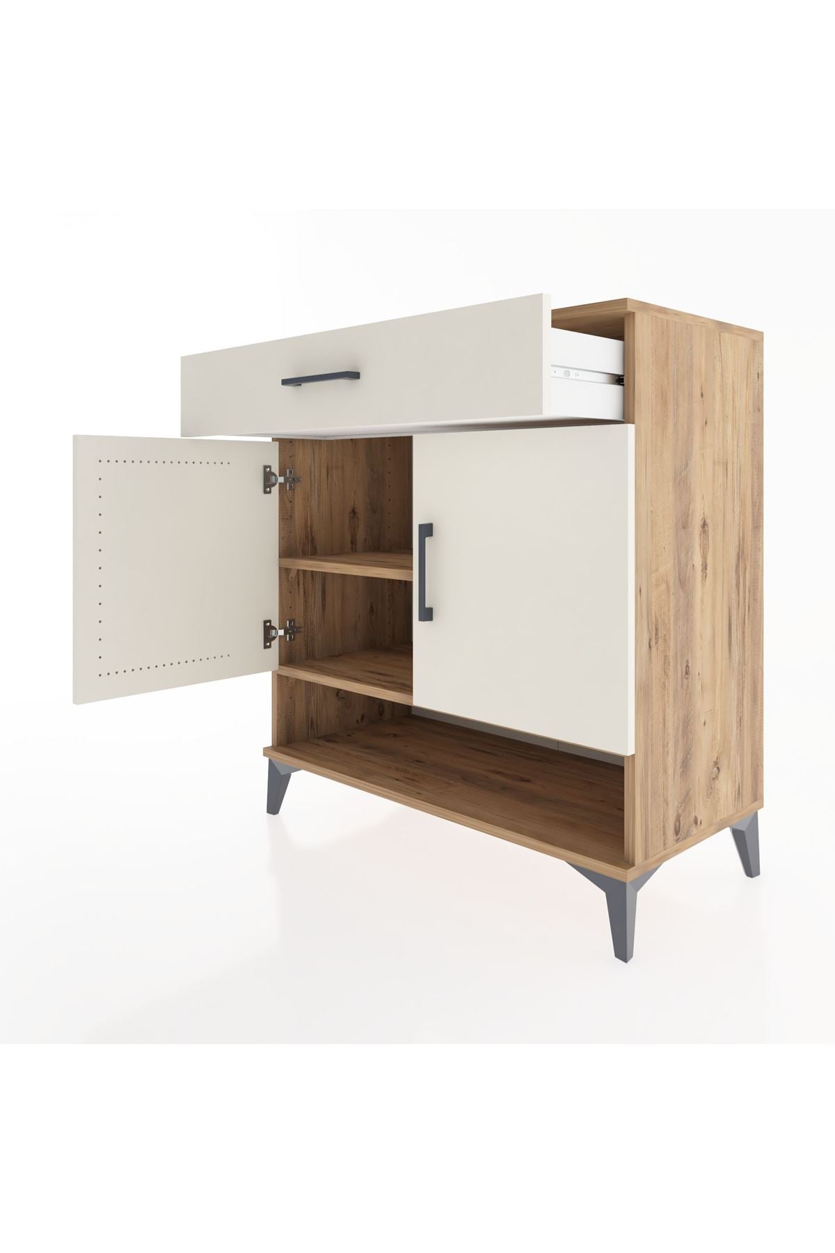 Hyperion Şifonyer 2 Raflı Tek Çekmeceli 2 Kapaklı 88x44x96 Çam-Aytaşı