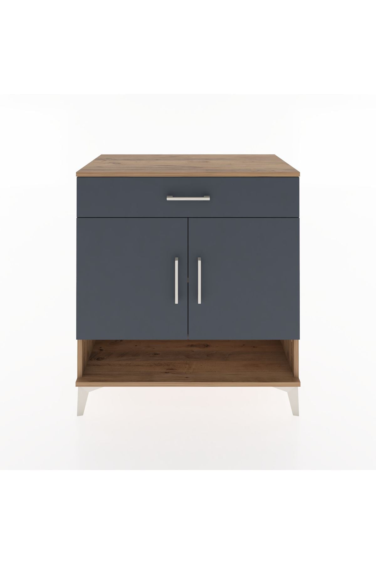 Hyperion Şifonyer 2 Raflı Tek Çekmeceli 2 Kapaklı 88x44x96 Çam-Antrasit